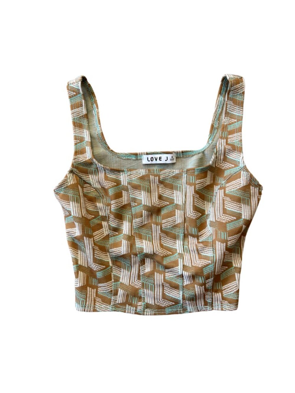 Love J Brown and White Pattern Tank Top